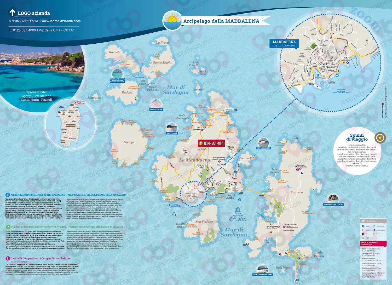 Mappa della Maddalena - La Maddalena city map - mappa La Maddalena - mappa personalizzata della Maddalena