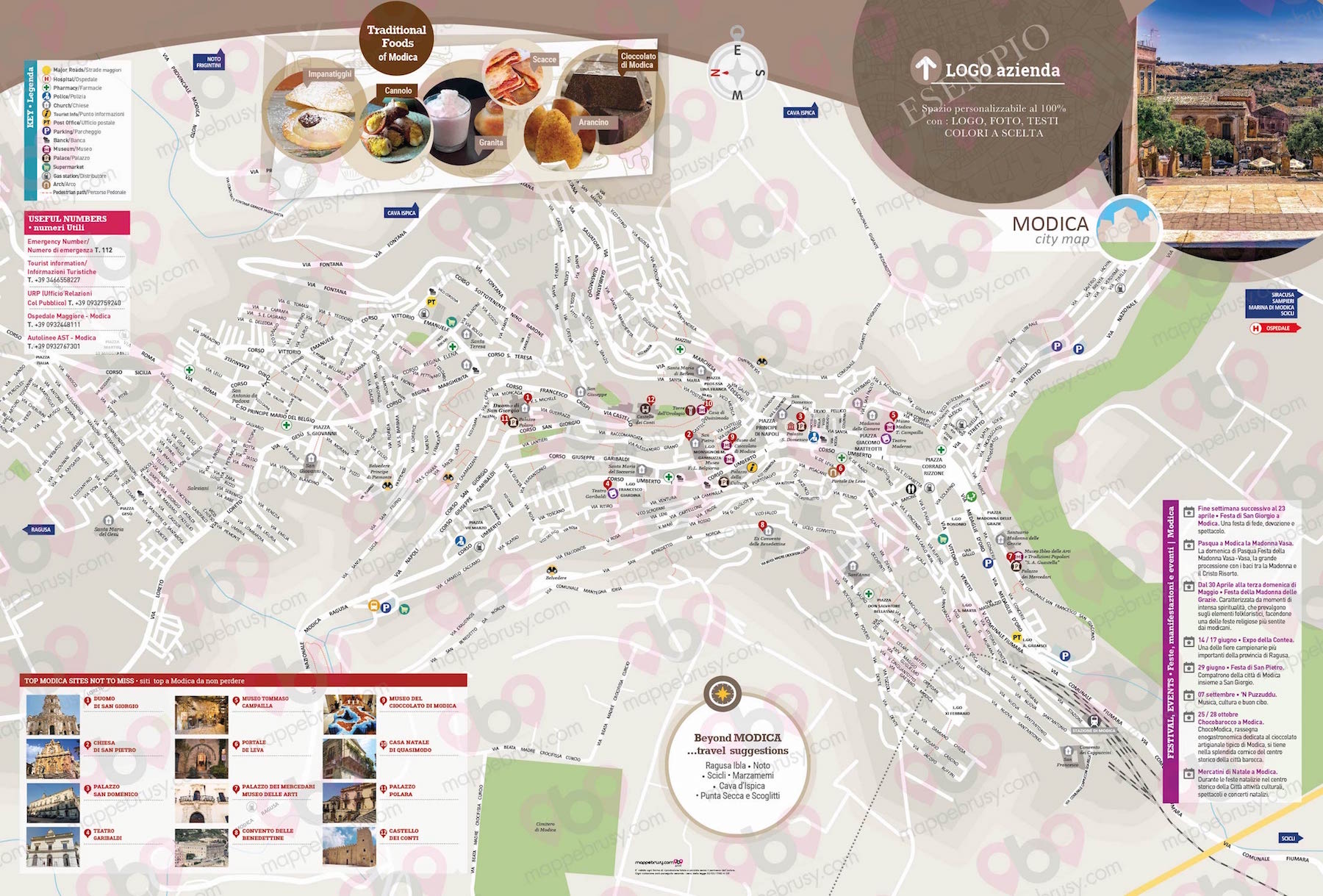 Mappa di Modica - Modica city map - mappa Modica - mappa personalizzata di Modica - mappa tursitica di Modica