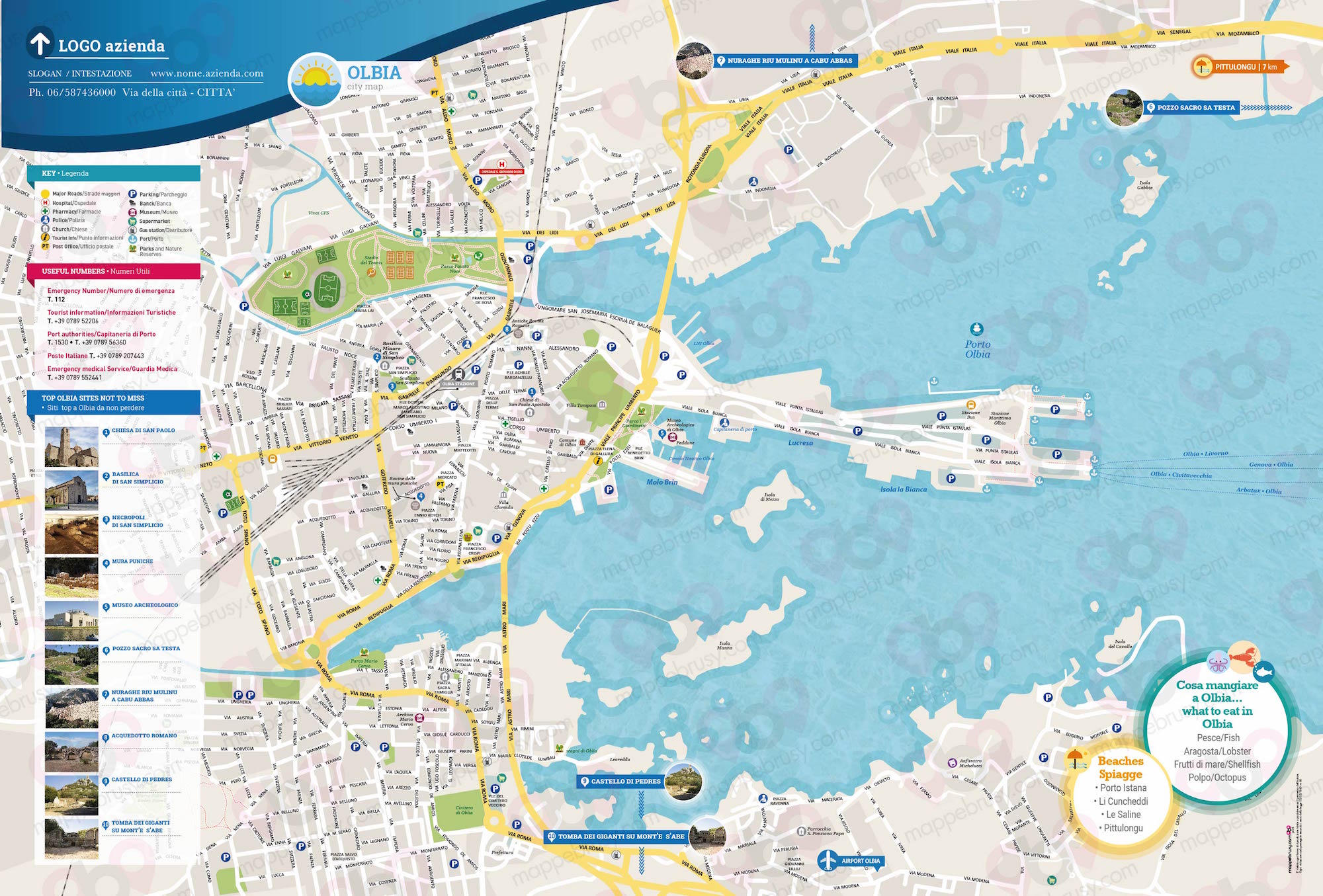 Mappa di Olbia - Olbia city map - mappa Olbia - mappa personalizzata di Olbia