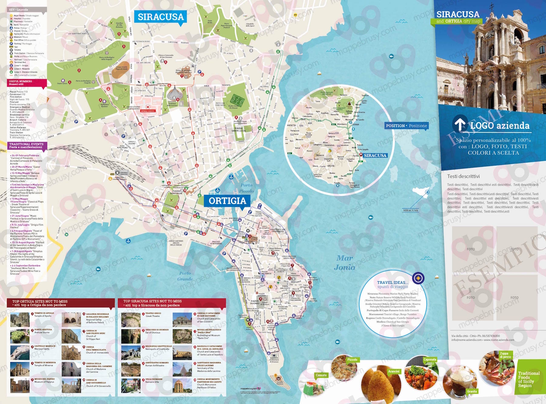 Mappa di Siracusa - Siracusa city map - mappa Siracusa - mappa personalizzata di Siracusa - mappa tursitica di Siracusa