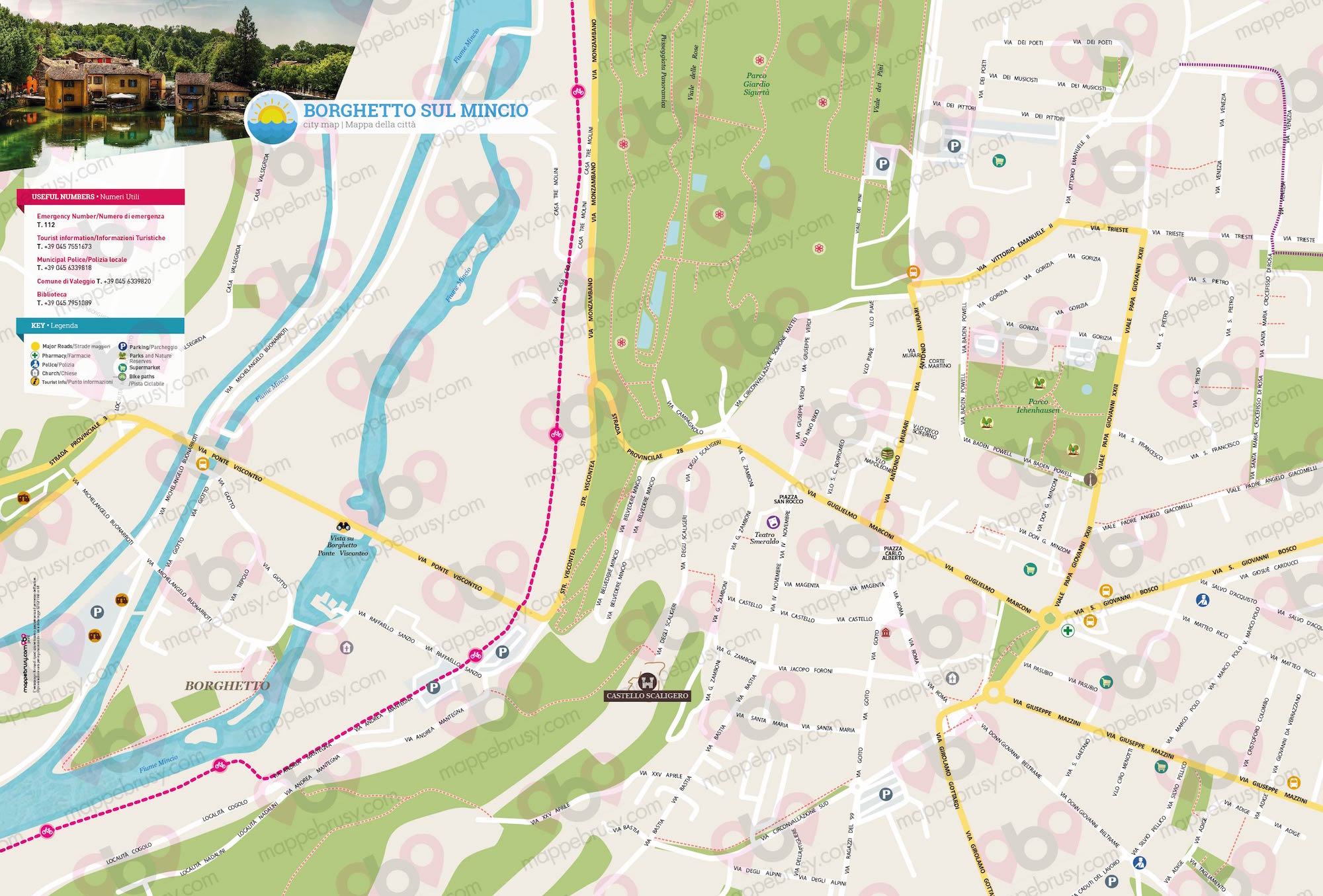 Mappa di Borghetto sul Mincio - Borghetto sul Mincio city map - mappa Borghetto sul Mincio - mappa personalizzata di Borghetto sul Mincio - mappa tursitica di Borghetto sul Mincio