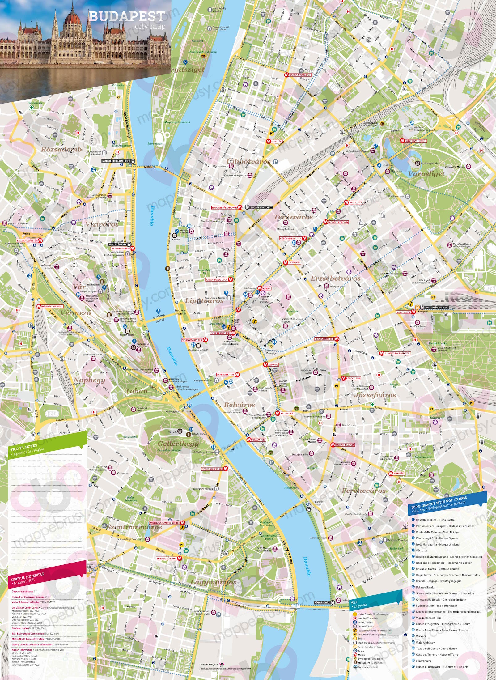 Mappa di Budapest - Budapest city map - mappa Budapest - mappa personalizzata di Budapest - mappa tursitica di Budapest
