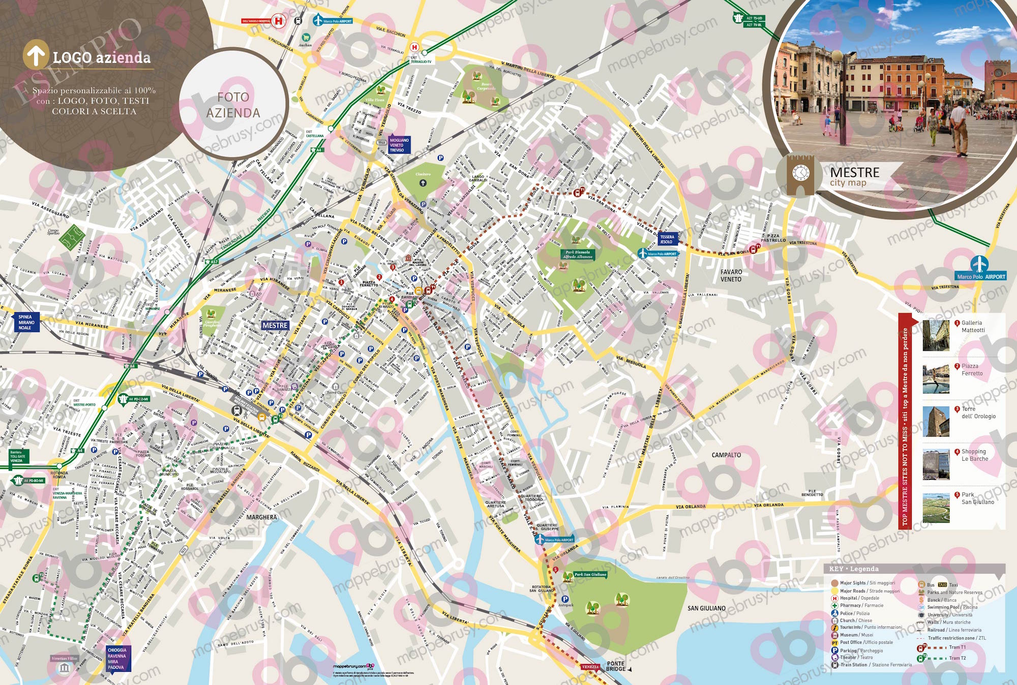 Mappa di Mestre - Mestre city map - mappa Mestre - mappa personalizzata Mestre - mappa tursitica Mestre