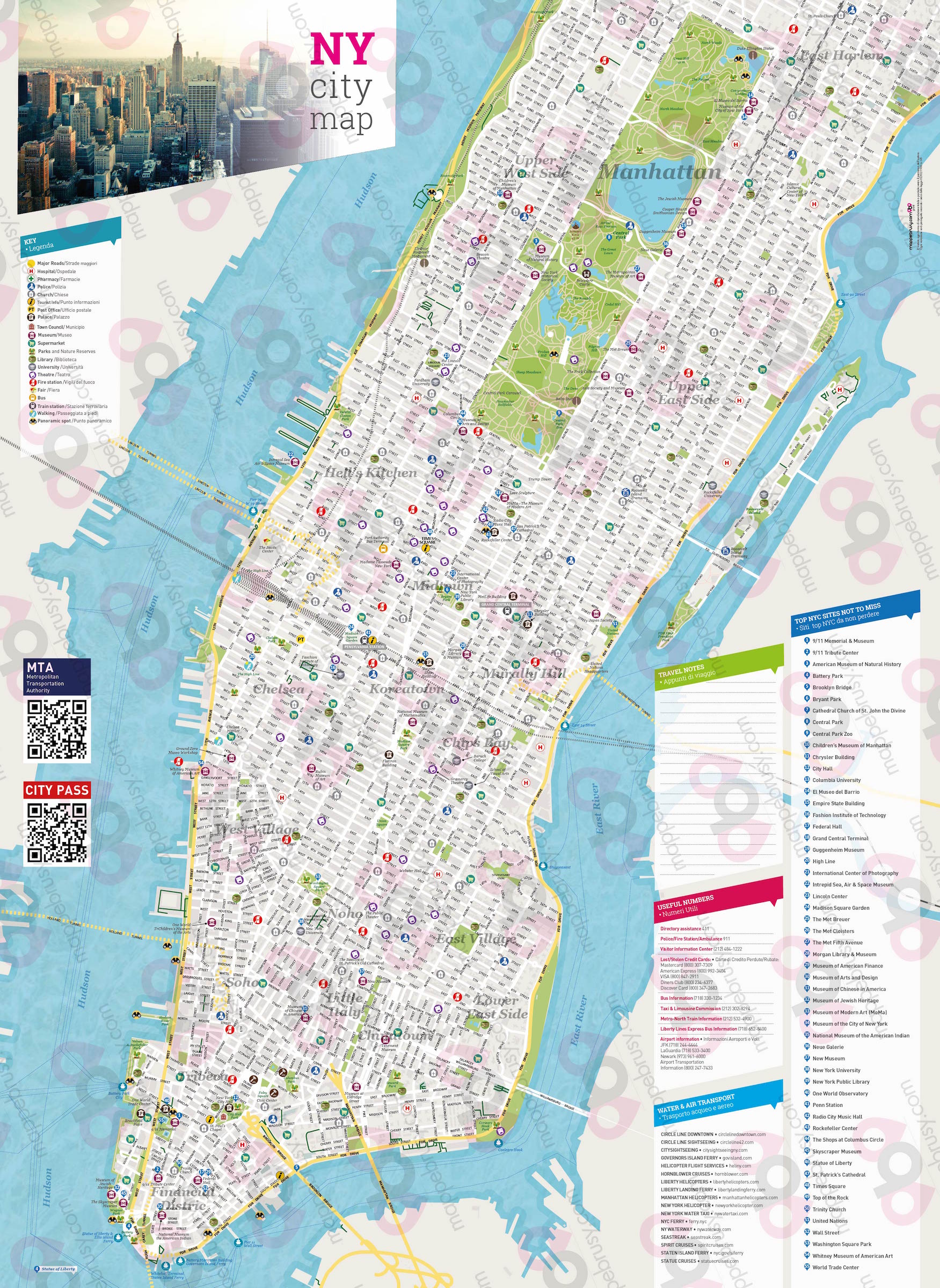 Mappa di New York - New York city map - mappa New York - mappa personalizzata di New York - mappa tursitica di New York