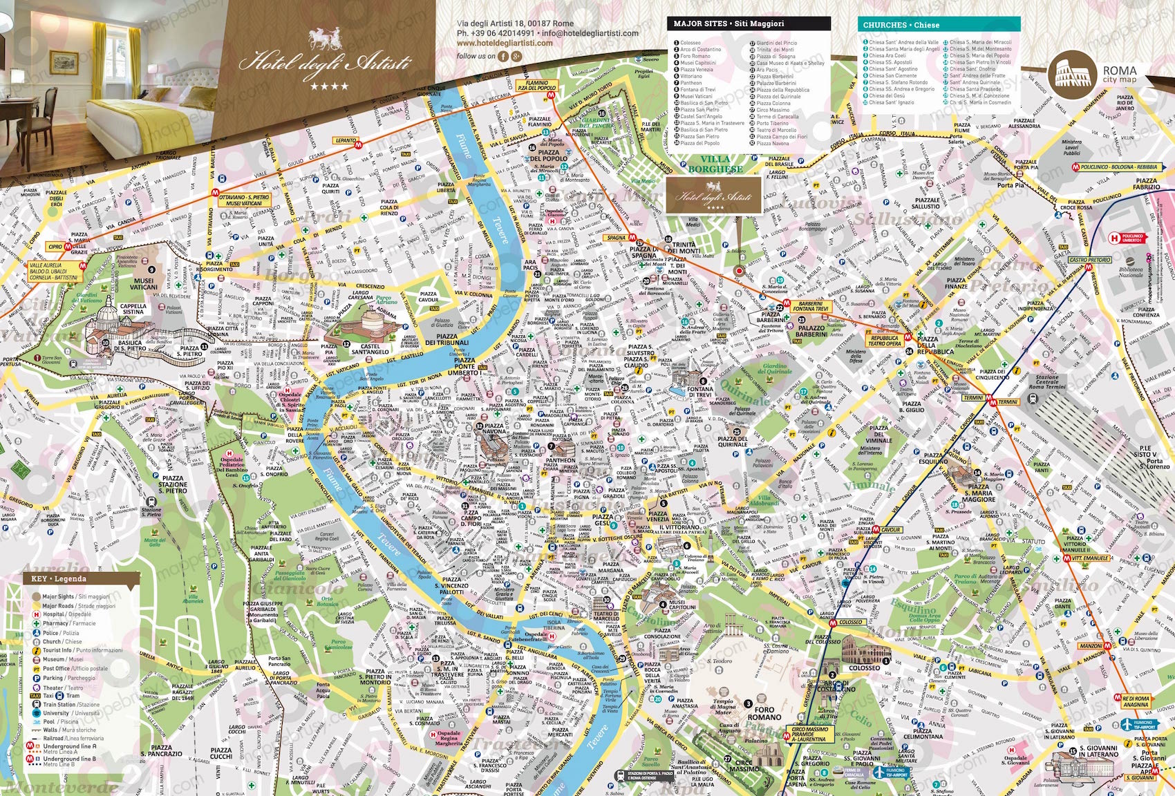 Mappa Liscia personalizzata per Hotel Degli Artisti - Roma