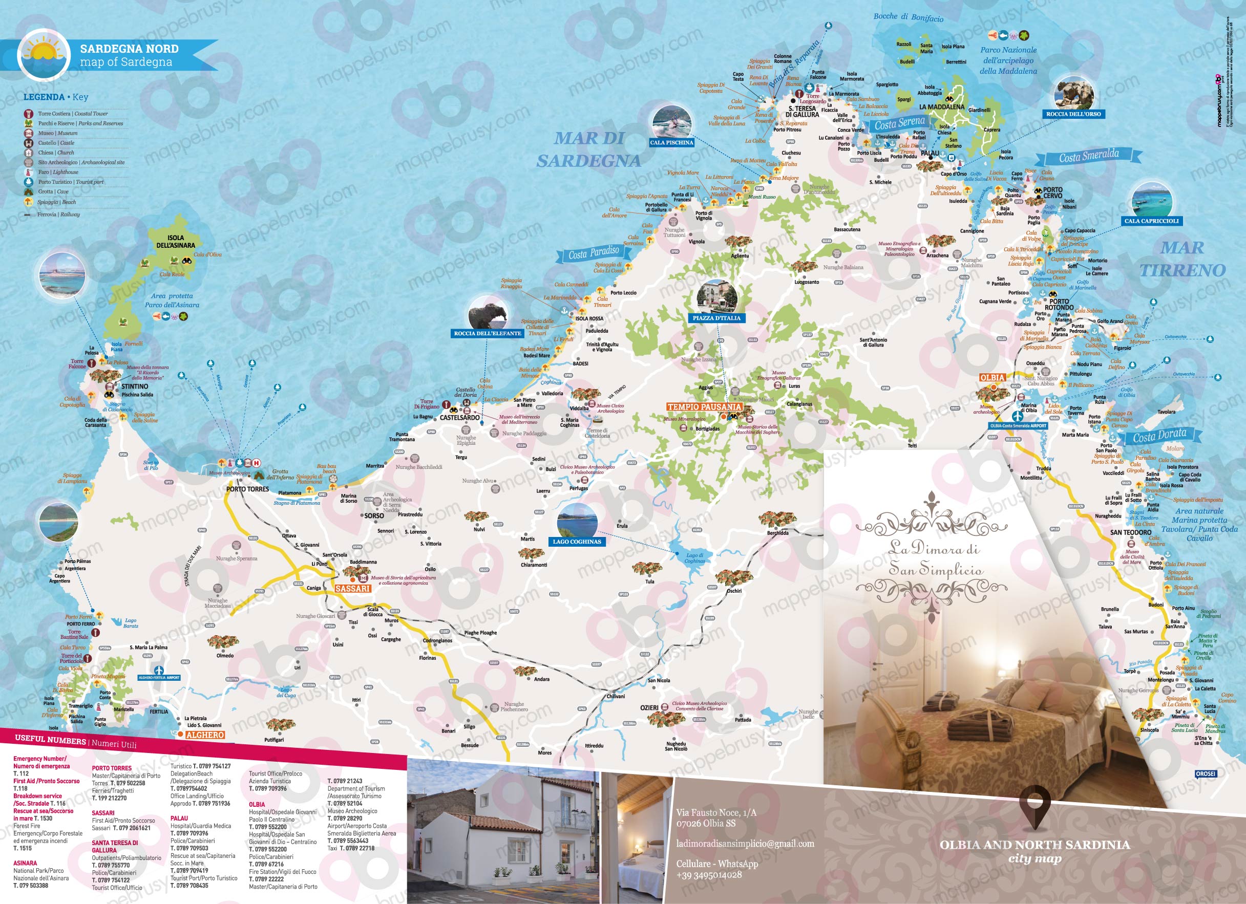 Mappa A3 personalizzata per Dimora di San Simplicio - Nord Sardegna