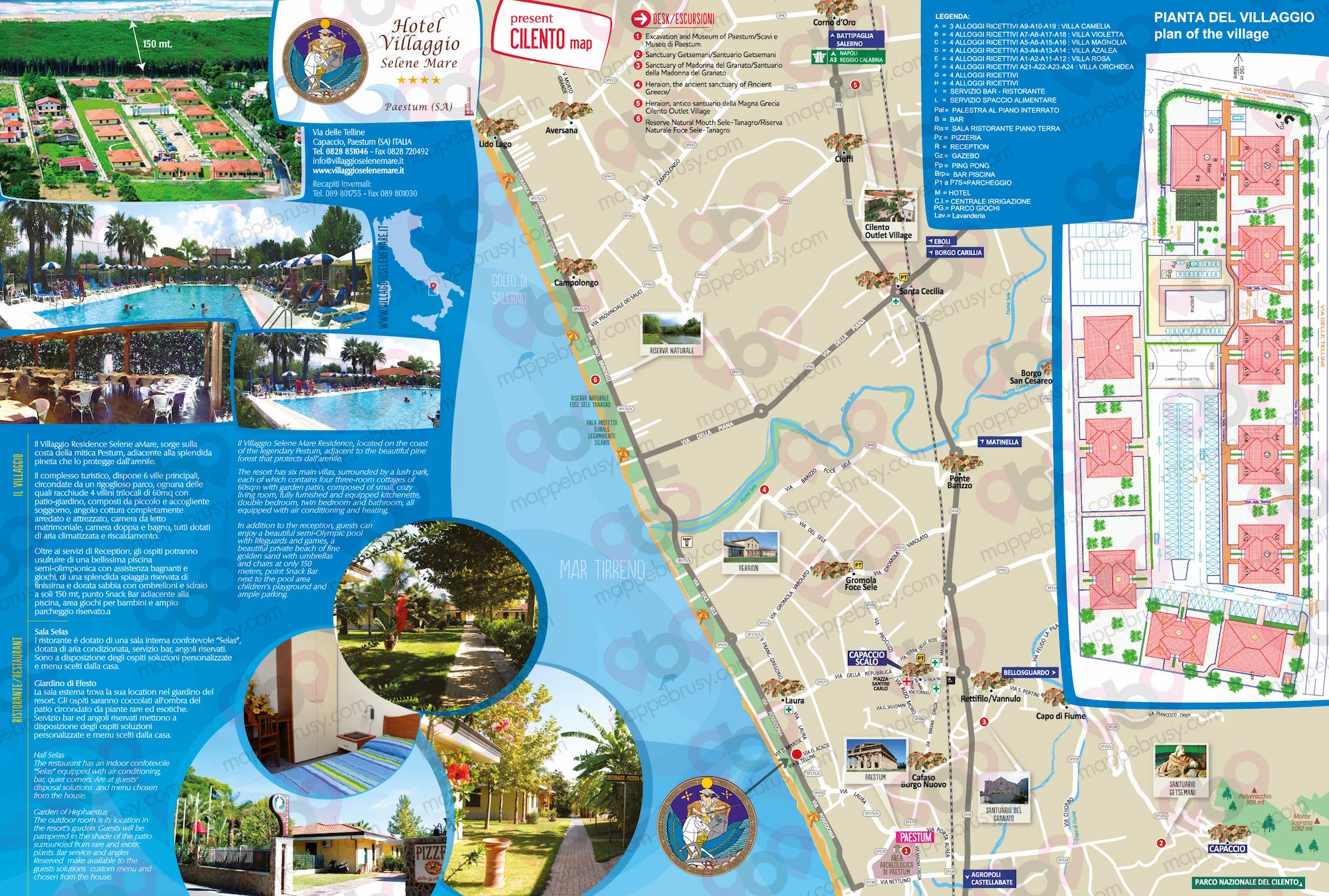 Mappa Liscia personalizzata per Villaggio Selene Mare - Paestum
