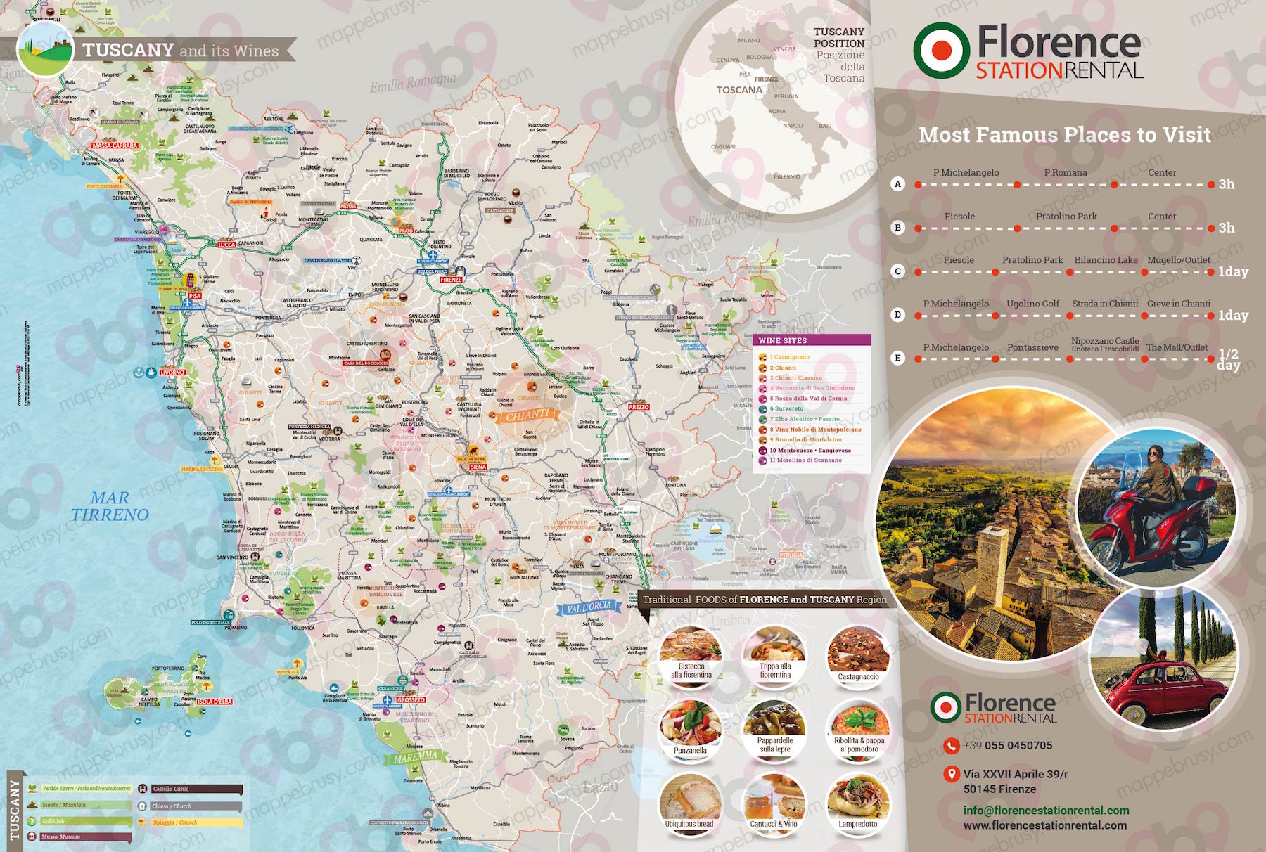 Mappa Liscia personalizzata per Florence Station Rental Firenze